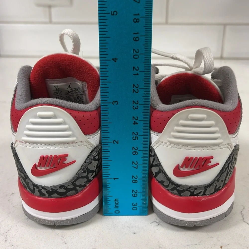 Nike Air Jordan 3 III Retro Fire Red/Wht Cement DM0966-160 Kids Shoes Size 8 C